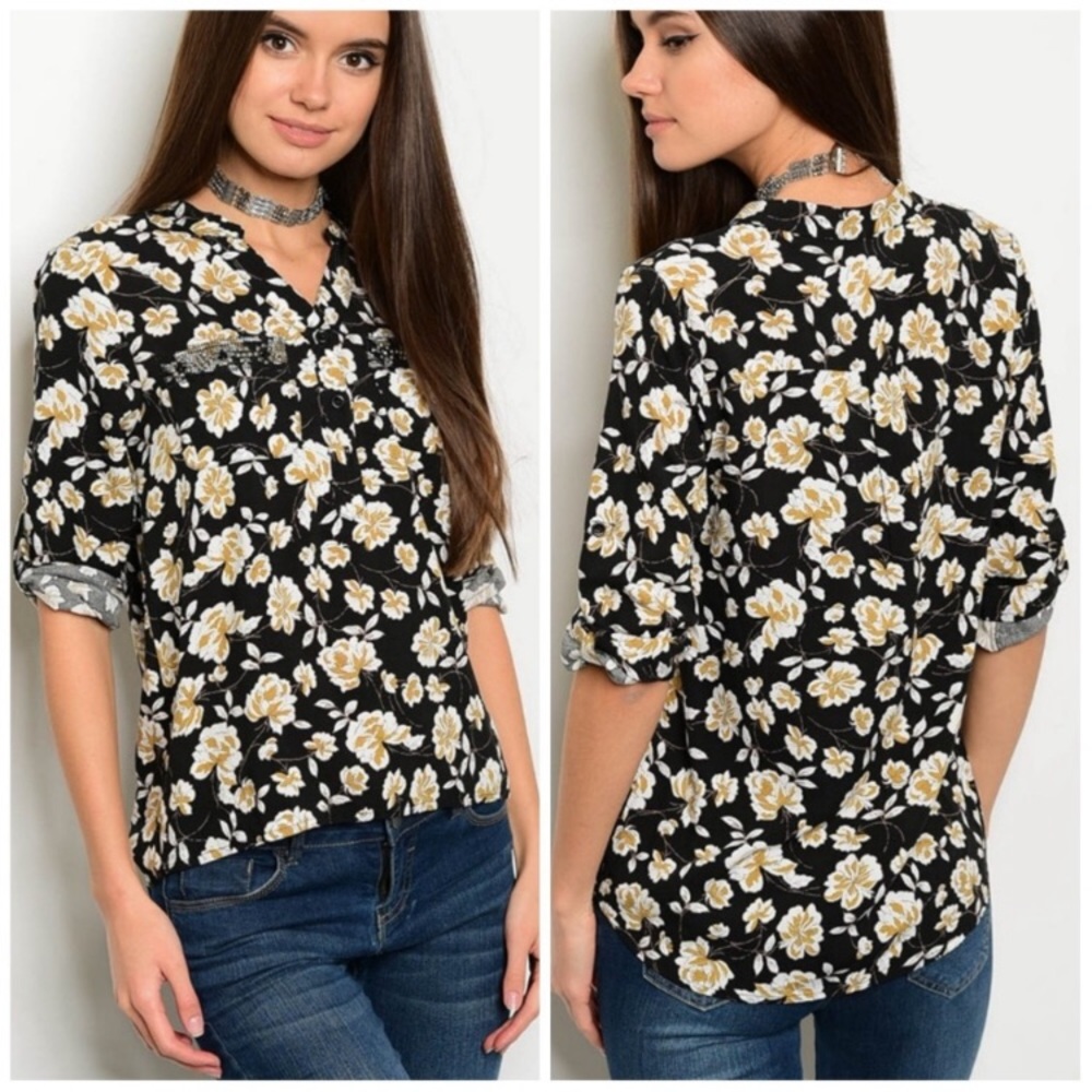 Embellished Floral Top